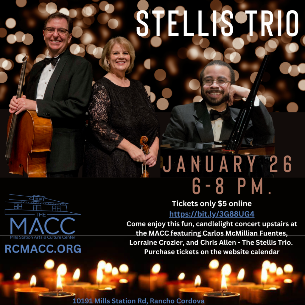 Stellis Trio performs at The MACC on January 26 from 6-8 pm